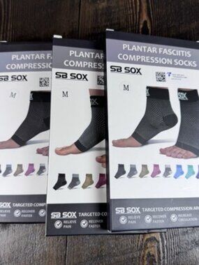 3x - SB Sox Plantar Fasciitis Compression socks for Men & Women Arch Support